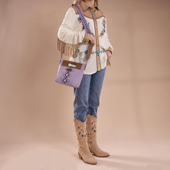 x Wrangler Small Aztec Satchel Handbags for Women with Crossbody Strap - Picture 7 of 8